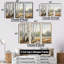 Ensemble d'art mural en toile beige et gris avec bouleau-107767455-107767460