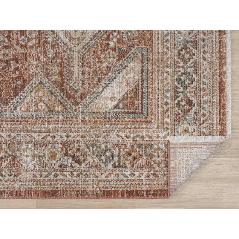 Heritage Power Loomed Polyester Indoor Rug, Rust, 2'x3'2