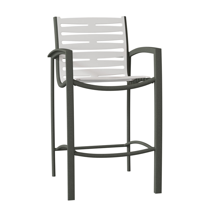 South Beach Outdoor Bar Stool, Shell, Snow Vinyl