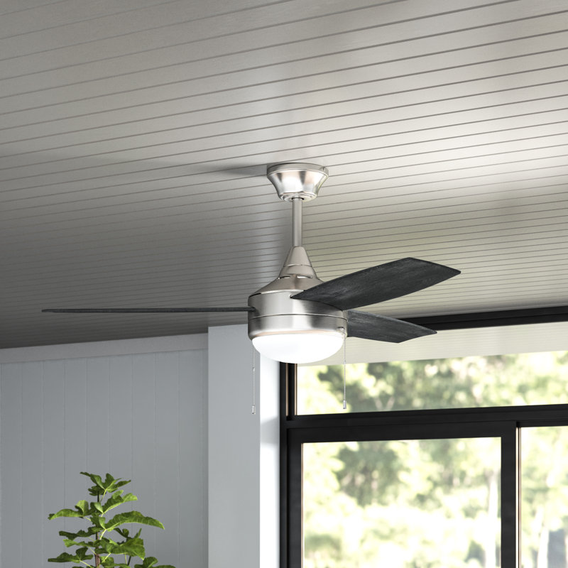Phaze 52'' Ceiling Fan with Light Kit, Brushed Polished Nickel with Gray Blades