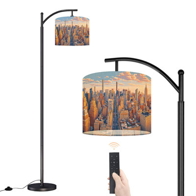 Lampe sur pied à arc avec abat-jour réglable New York City Lampe sur pied 3 températures de couleur à intensité variable pour poteau haut avec interrupteur au pied pour la chambre à coucher