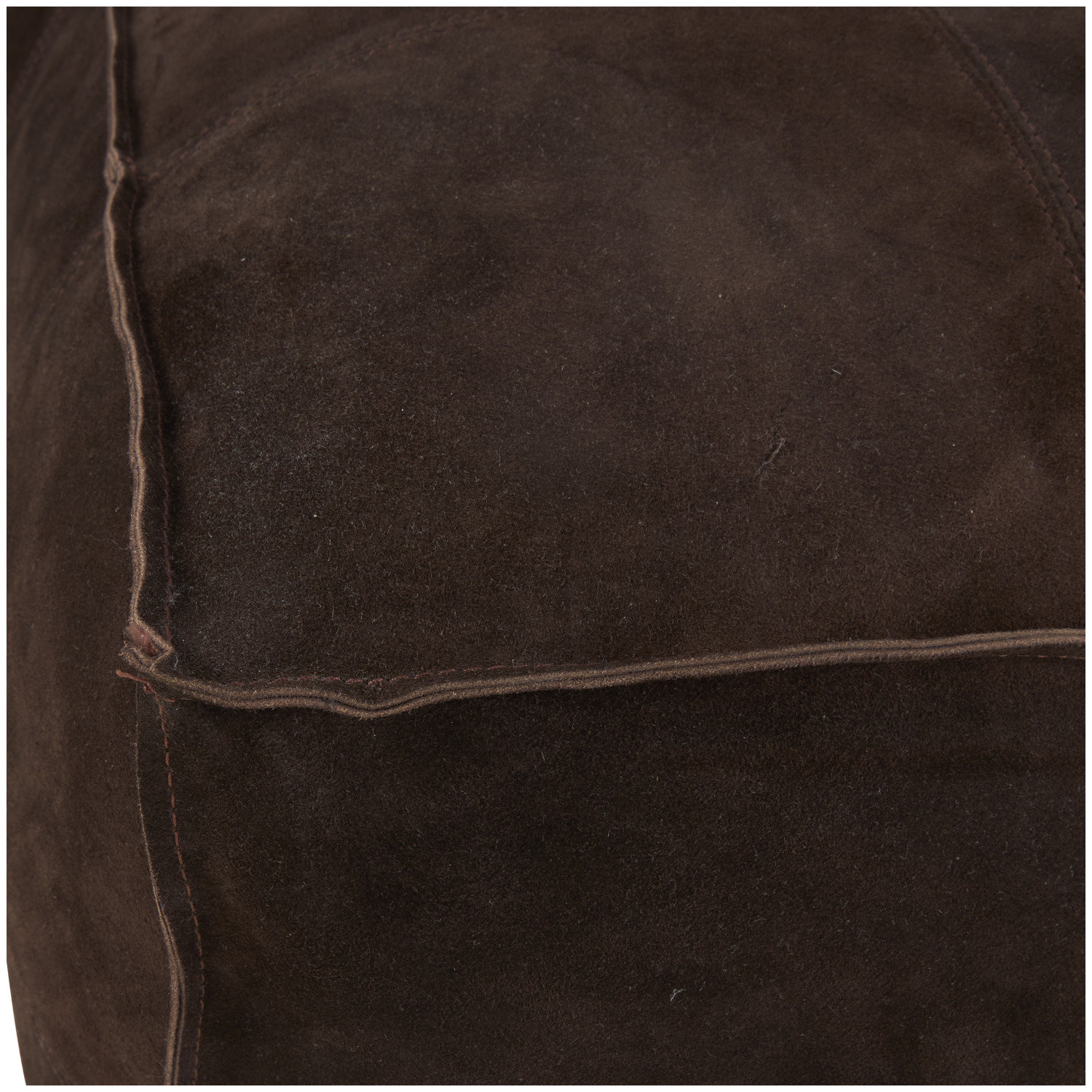 Sharita 35" Genuine Leather Pouffe, Dark Brown Genuine Leather