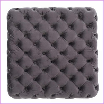 Repose-pieds en velours - Glam moderne capitonné | Gris | Velours