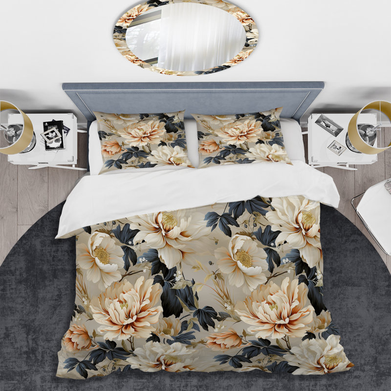 Ensemble de housse de couette Floral - microfibre de polyester, Housse de couette grand et 2 taies décoratives
