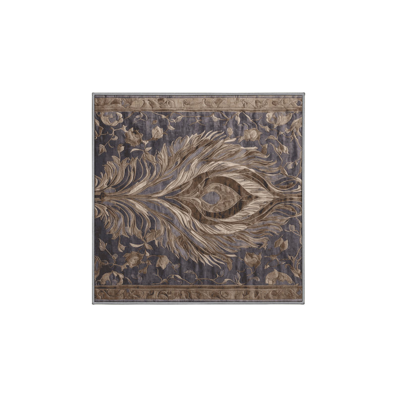 Tapis gris lavable à la machine, Carré 7 pi