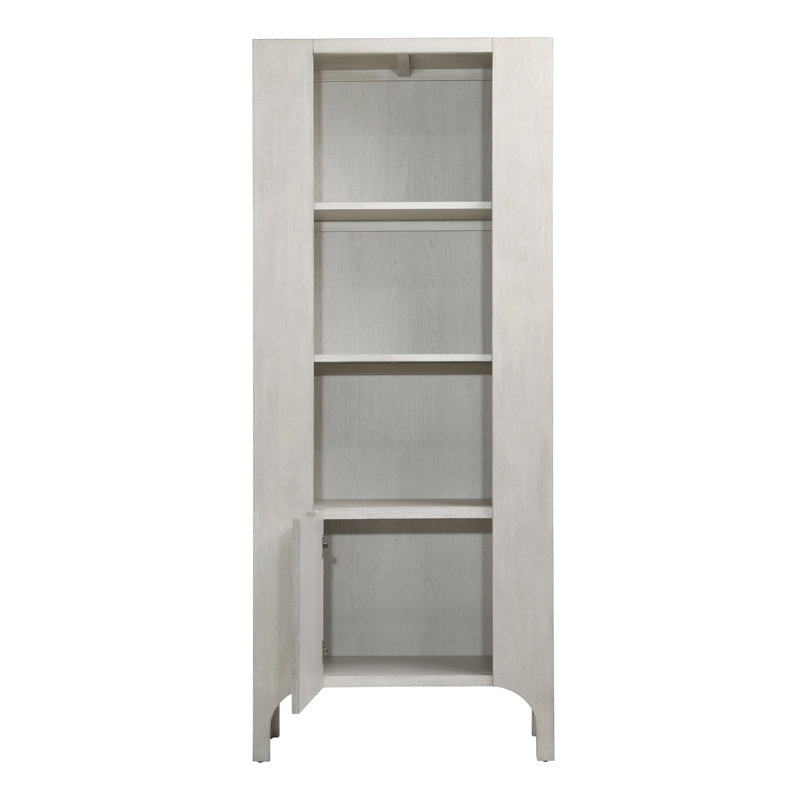 Maiya Light Gray Rubberwood Vertical Bookcase with Door