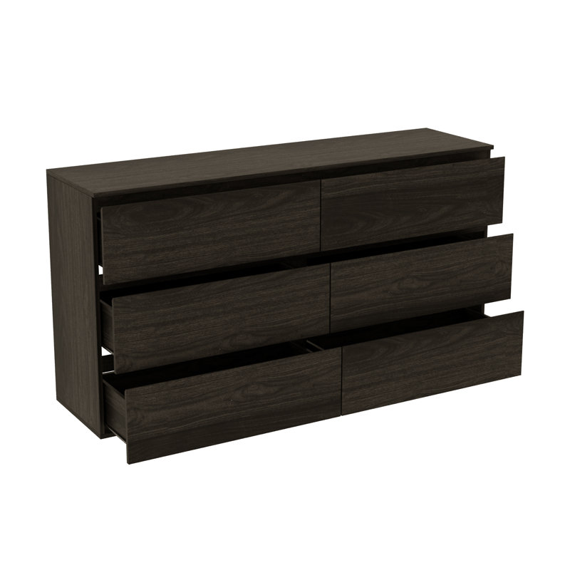 Commode 6 tiroirs l 59 po, Brun