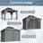 Gray Aluminum Hardtop Gazebo with Galvanized Steel Roof, Nettings and Curtains-129007972