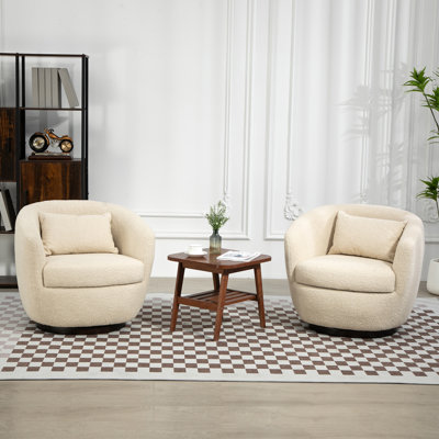 Fauteuil demi-tonneau rembourré pivotant avec rangement 2 pièces