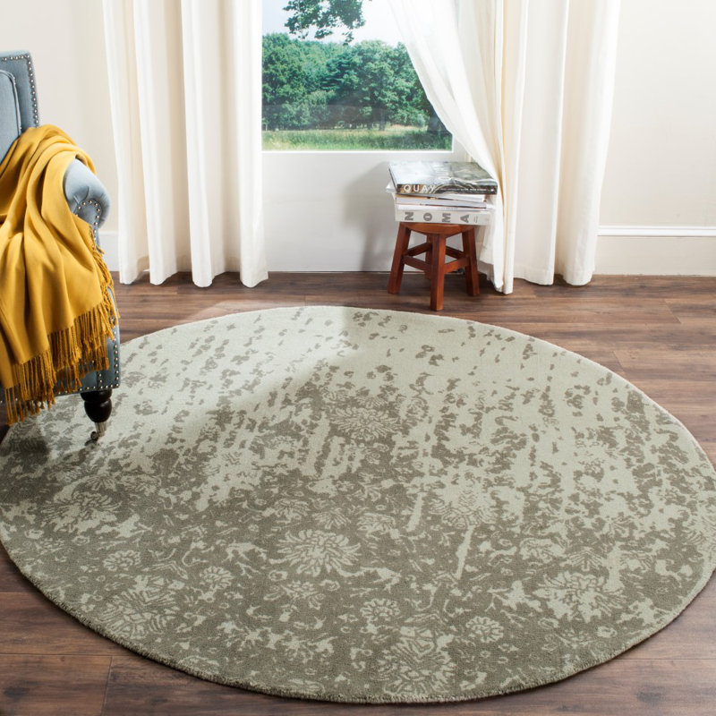 Ellicottville Restoration Vintage Hand Tufted Wool Floral Rug, Round 6'