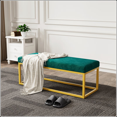Banc de rangement pour hall d'entrée, banc avec structure en acier, cuir synthétique, salon, style Mid-Century moderne, charge 600 lb
