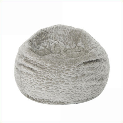 Fauteuil à billes rond en fausse fourrure Yasmin 3 pieds - Canapé paresseux gris Rond | Fausse fourrure