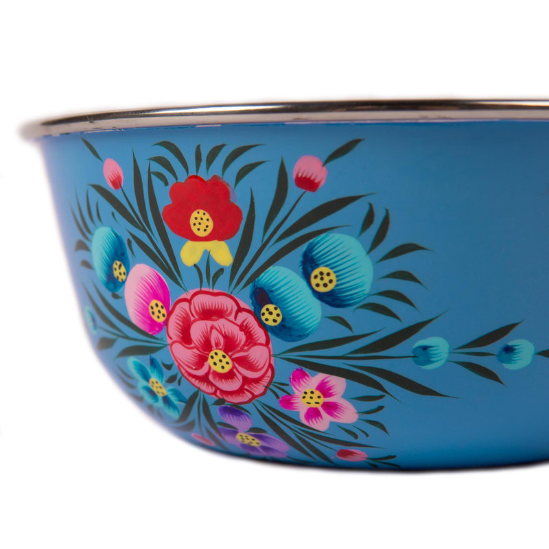 East Urban Home Hand-Painted Picnic Snack Bowls - 14.5cm - Buttercup Pansy, Blue