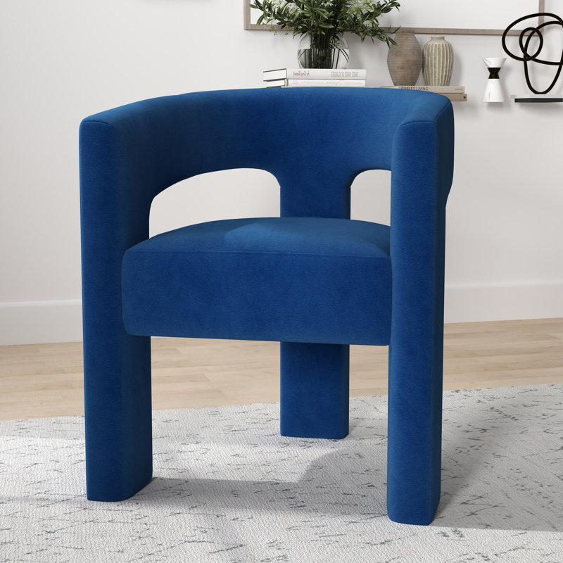Fauteuil large en velours 24,6 po Jauier, Velours bleu marine