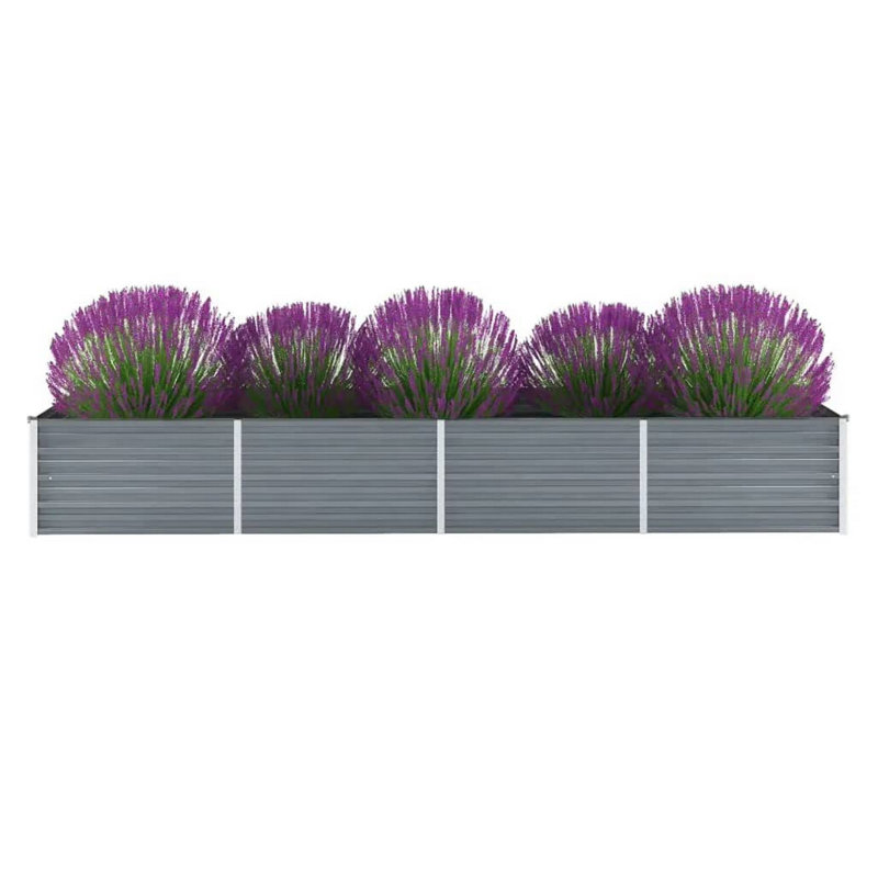 Platebande surélevée de jardin, gris acier galvanisé 32 x 126