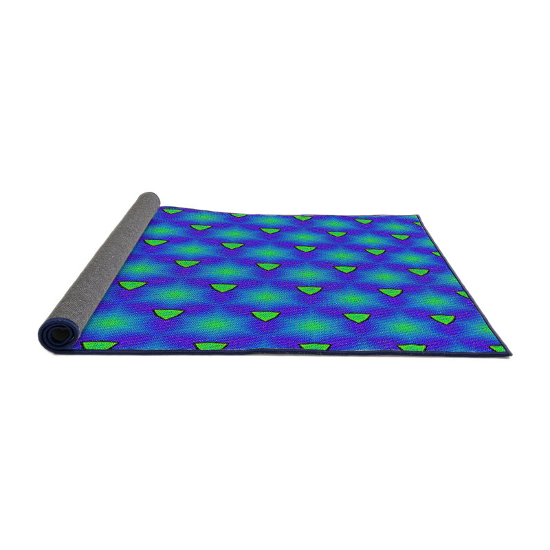 Tapis bleu/mauve à motifs Elta, Carré 6 pi