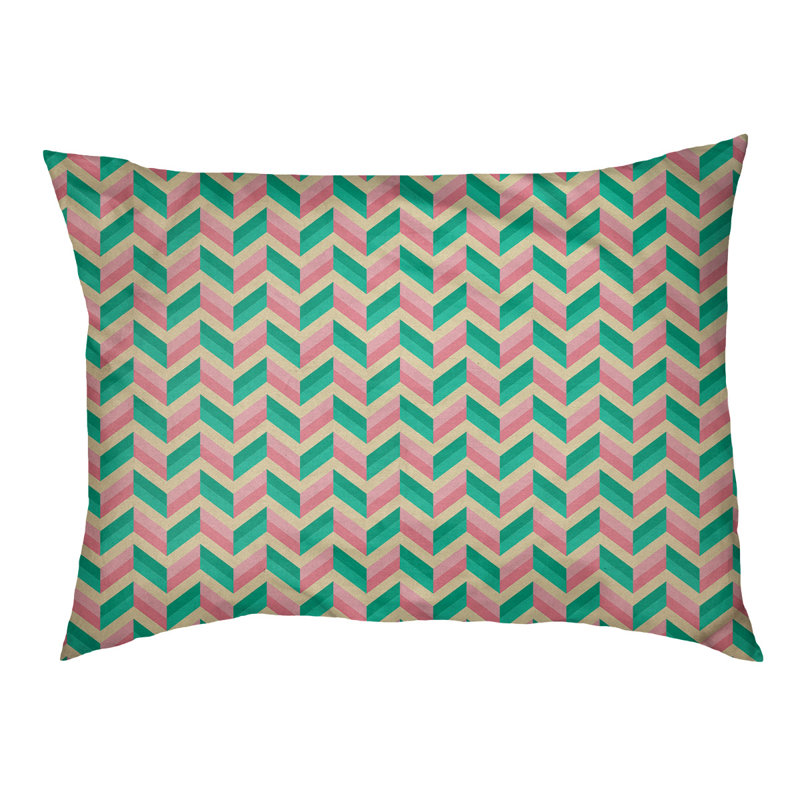 Coussin pour chien chevron Byrge, Moyen (L 29,5 po x P19,5 po x H 9,5 po), Vert et rose