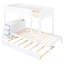 Lit superposé blanc Twintwin avec prises et lit gigogne - Rangement fonctionnel additionnel pour chambre à coucher, bureau, lit simple