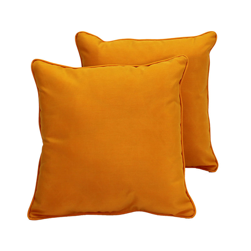 Element Synthetic Throw Square Indoor/Outdoor Pillow Cover & Insert, Marigold, 24" x 24"