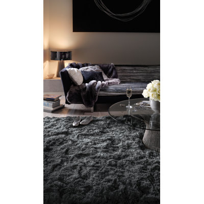 Plush Deep Pile Shaggy Slate Rug