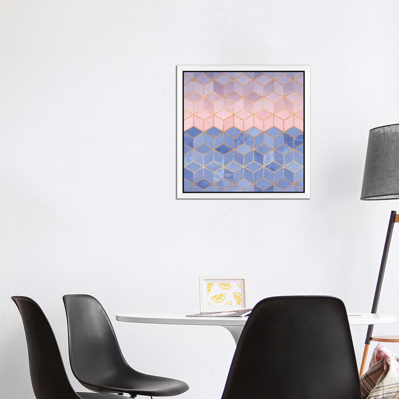 Rose Quartz And Serenity Cubes - Floater Frame Print on Canvas, 66.04 cm H x 66.04 cm W, White Framed