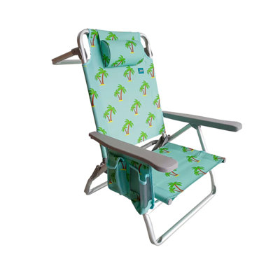  Chaise de plage pliante, fauteuil inclinable avec porte-serviettes, palmier