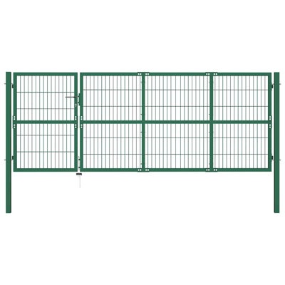 Barrière de clôture avec poteaux vidaXL 137,8 x 47,2 po vert acier