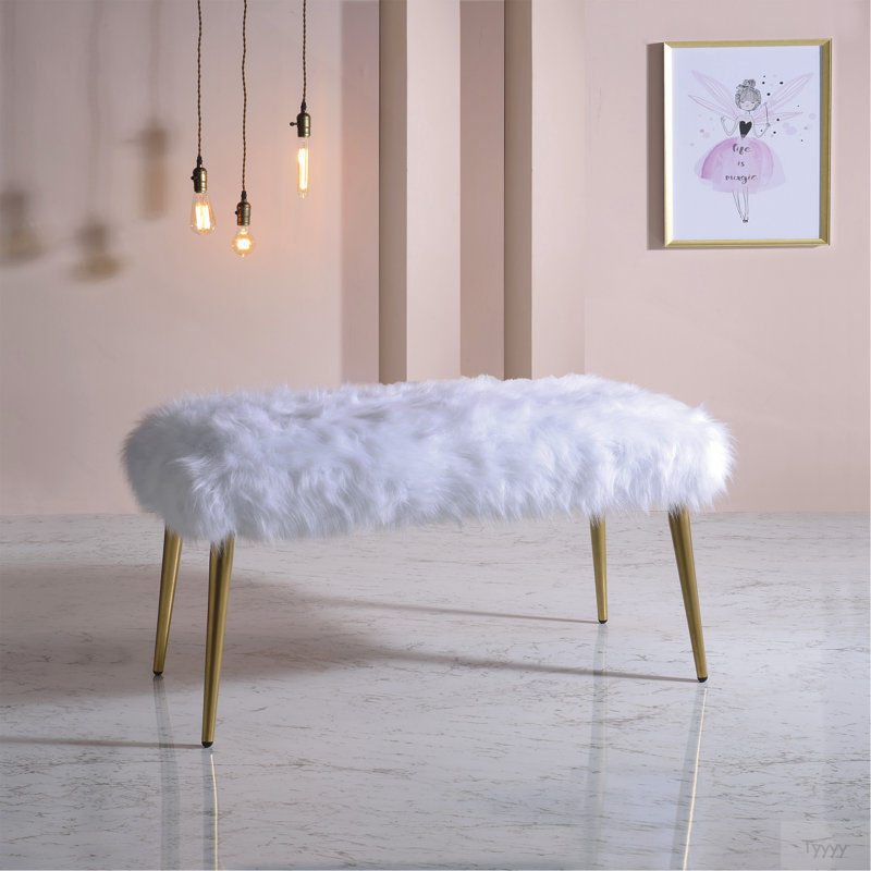 Banc blanc et doré avec pieds droits