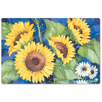 Farmhouse / Country Floral Memory Foam Water Resistant Anti-Fatigue Non-Skid Kitchen Mat