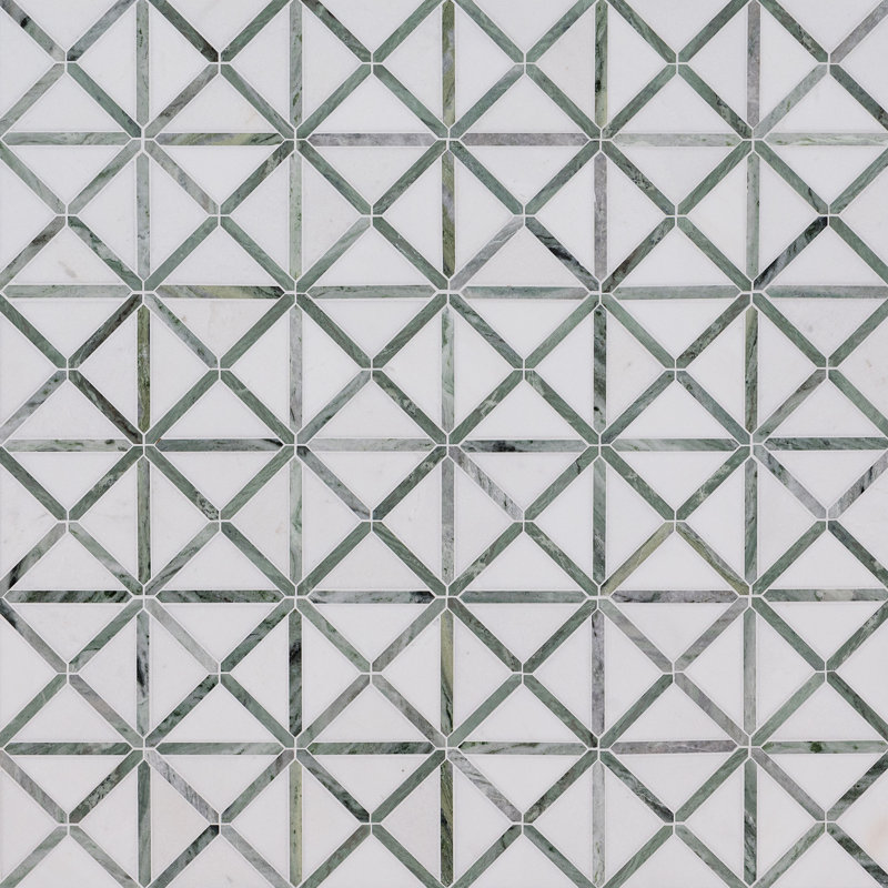 Tesella Jade Geometric 12 in. x 12 in. Polished Marble Mosaic Floor and Wall Tile
