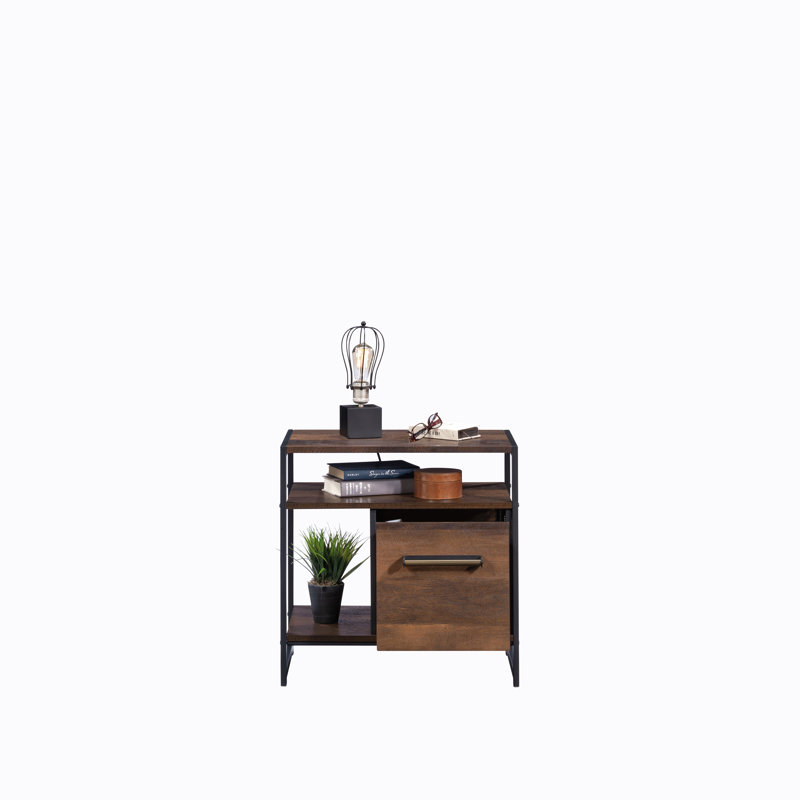 Side Table/Night Stand, Brown Finish