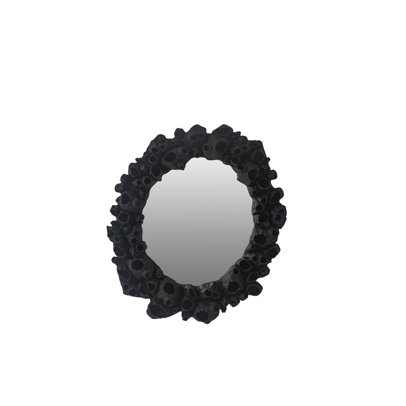 Barnacle Abstract Mirror, 42" H x 37.75" W, Black