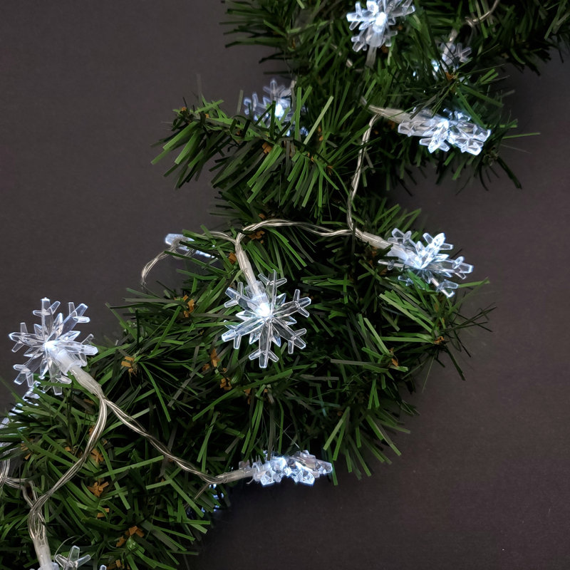 Battery Operated LED Mini Snowflake String Lights - 2 Piece