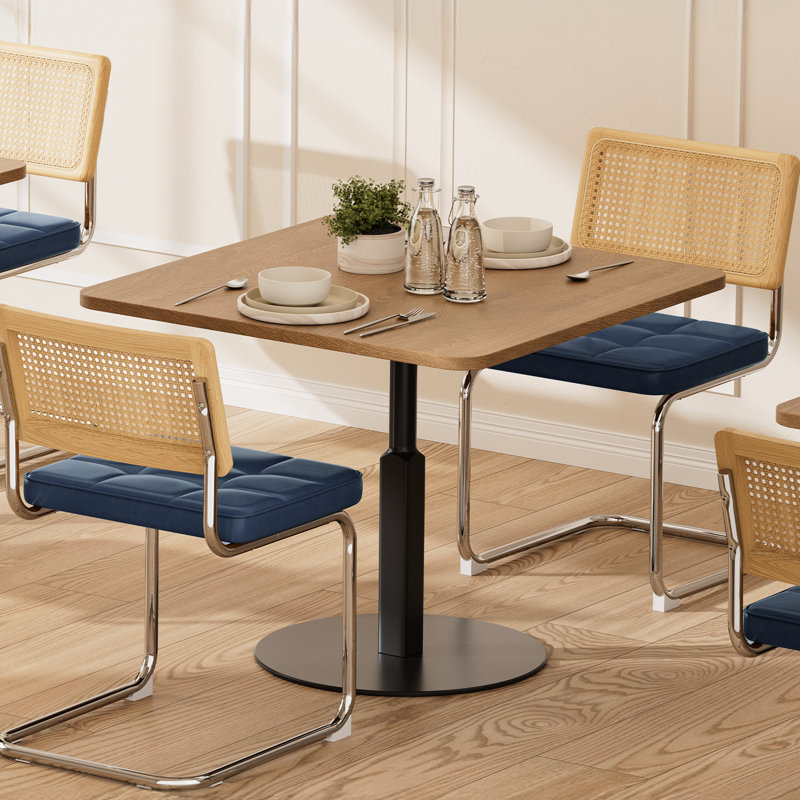 Chaises de salle à manger en similicuir naturel et bleu, chaises confortables d'inspiration Mid-Century avec dossier en bois massif, cuir, facile à assembler