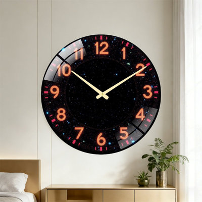 Starry Night Clock Art - 24‘’ Modern Glass Wall Clock