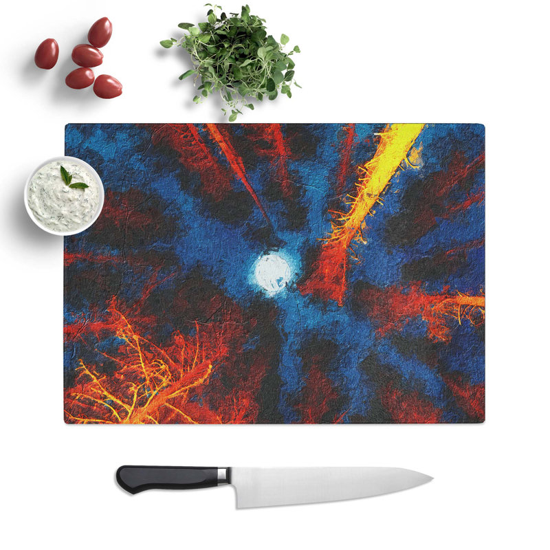 Glass Moon Through The Trees Abstract Art Chopping Board, 39 cm W x 28.5 cm L
