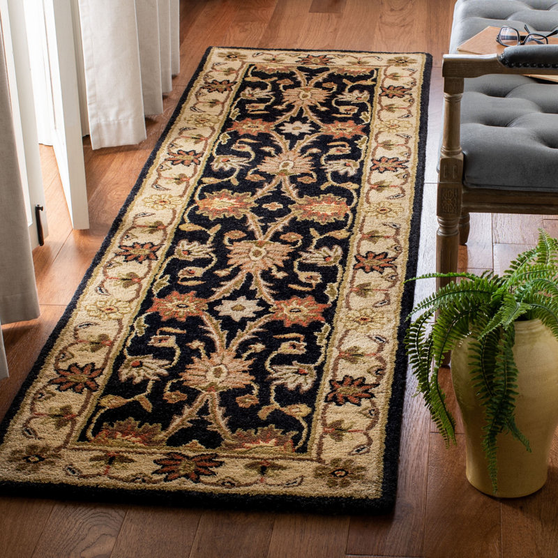 Dunbar Hand Tufted Wool/Cotton/Latex Oriental Rug in Beige/Brown/Black, Runner 2'3" x 6'