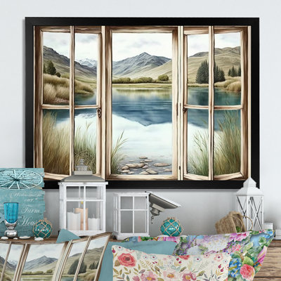 Window View to Lake - Print on Canvas