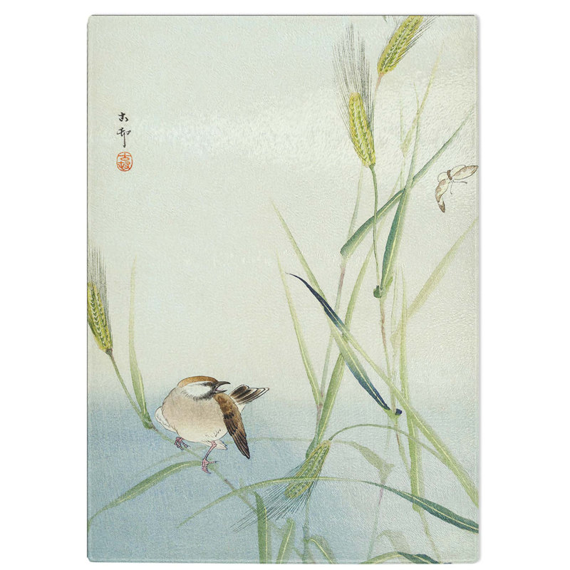 Tempered Glass Bird and Butterfly Chopping Board, 28.5 cm W x 39 cm L