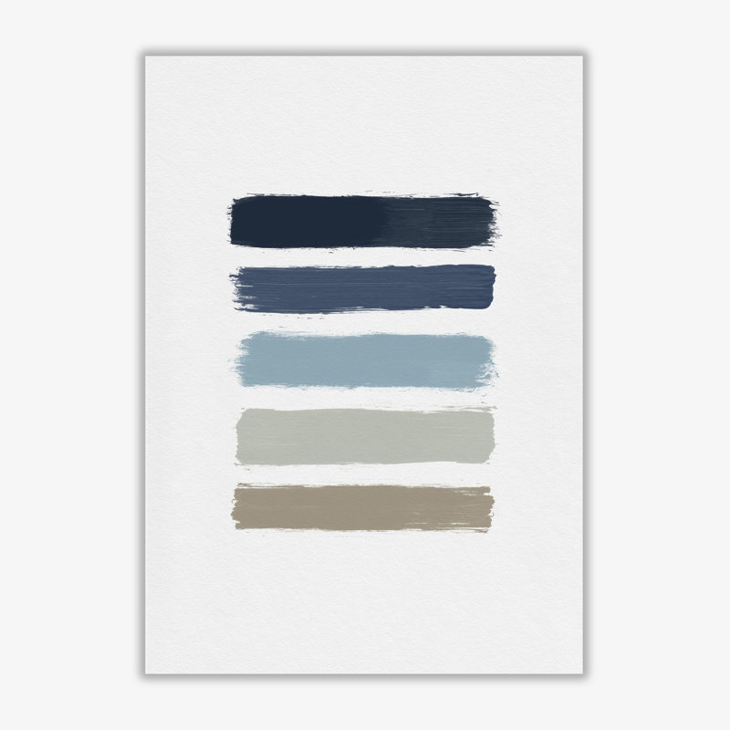 Blue And Taupe Stripes - Print, No Frame, 85 cm H x 60 cm W x 1 cm D