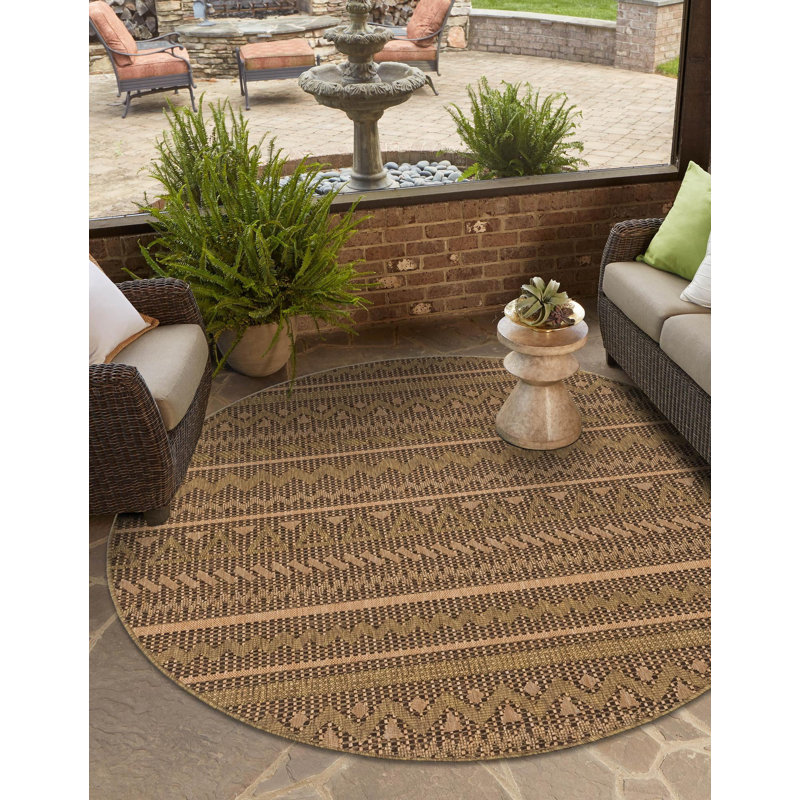 Tapis intérieur / extérieur brun clair Krickel, Rond 6 pi