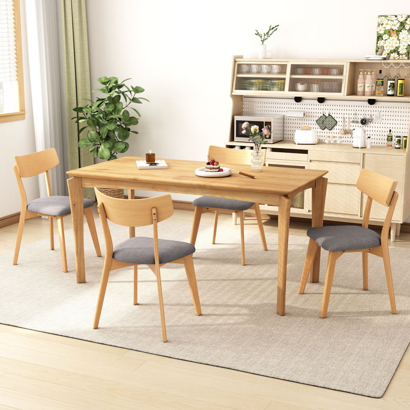 Chaises de salle à manger noyer Mid-Century (4 pièces) - gris foncé + revêtement naturel, style classique, 4, Gris foncé