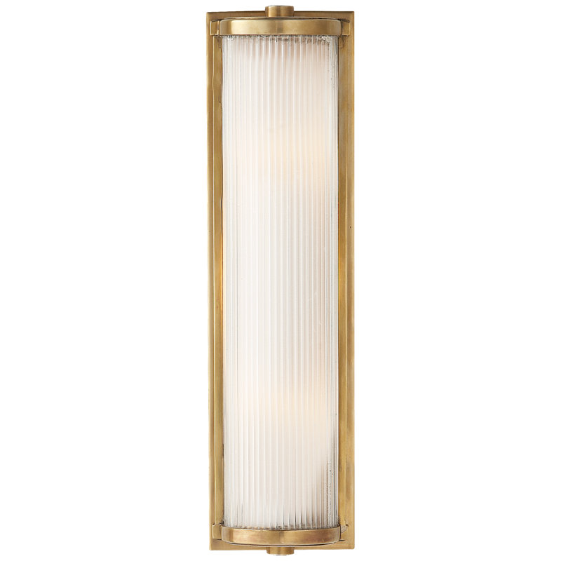 Thomas O'Brien Dresser Long Glass Rod Light, Hand-Rubbed Antique Brass