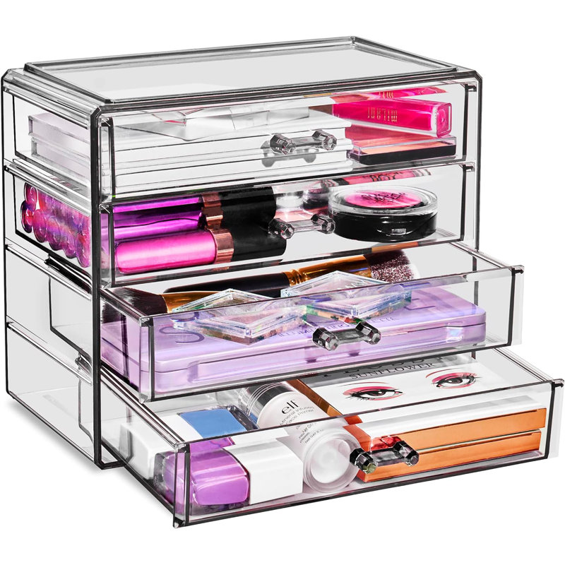 Rangement pour cosmétiques, maquillage et bijoux en acrylique, Noir