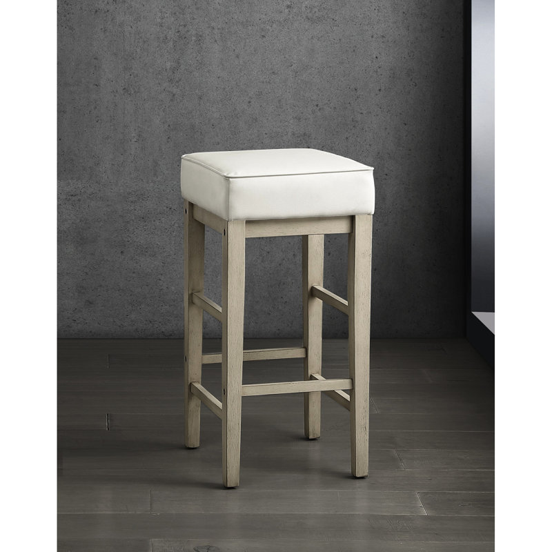 29 tabourets de 29 po de hauteur, siège transitionnel en similicuir blanc, structure en bois massif, capacité de poids de 250 lb, tabourets de 29 po, 2 sièges, 250 lb