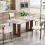 Table de salle à manger moderne en pierre de 63 po, plateau en pierre résistant aux égratignures et à la chaleur avec base évidée, pour 6 personnes