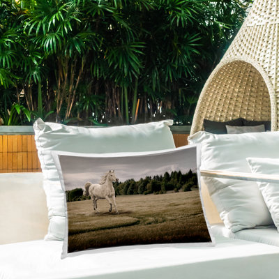 Stupell Industries Galloping Through Field Horse Outdoor Printed Pillow Design By Marcus Prime In Green