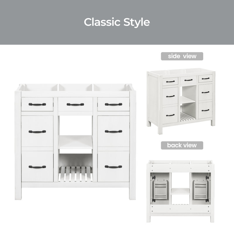 Base de meuble-lavabo simple 35,51 po seulement, Blanc