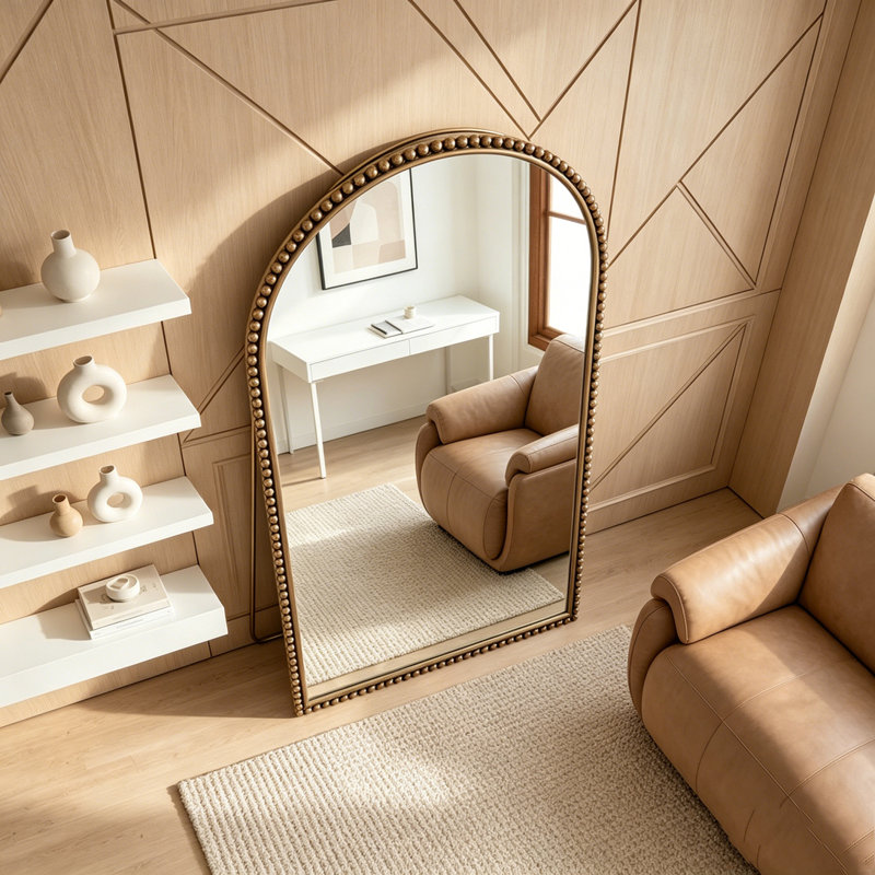 Iron Arch Retro Full Length Mirror with Supporting Feet