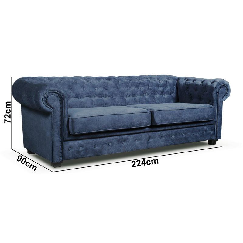 Allegra 3 Seater Chesterfield Sofa, Navy blue